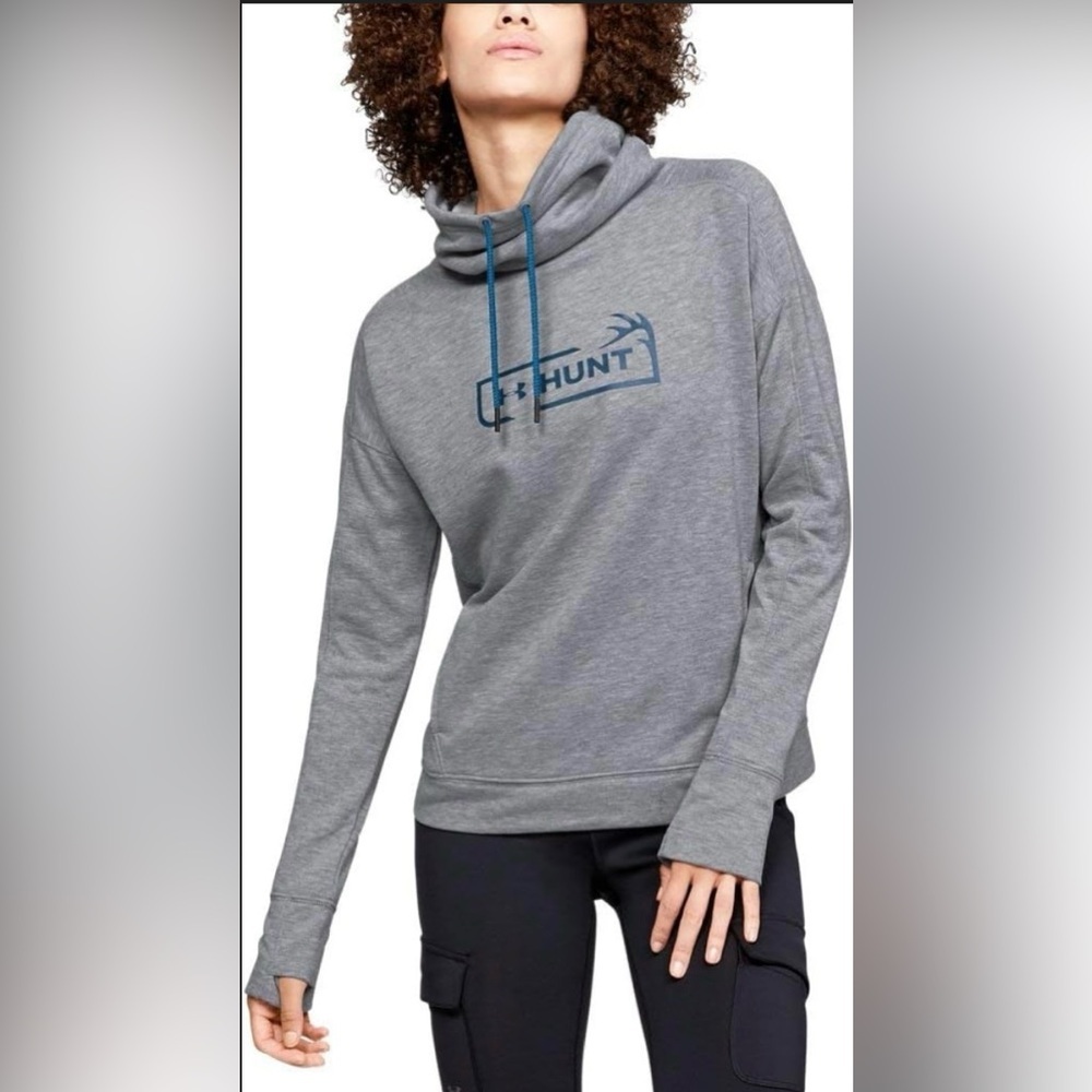 Under Armour Sweatshirt Women’s XL Gray Blue Logo Sweater Hunting Outdoors Hunt